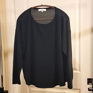 Ann Taylor Loft Long Sleeve Black Sweater Mesh/Sheer Back Extra Large XL